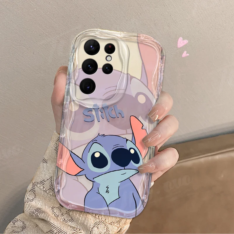 Clear Phone Case For Samsung Galaxy A54 A34 A14 A24 A13 A23 A33 A53 A73 A15 A05 A05S Cute Disney Pink Stitch Soft Silicone Cover