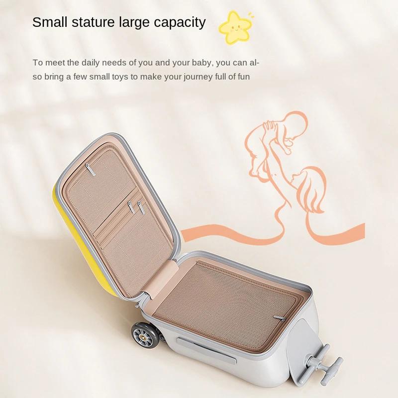 حقيبة سفر للأطفال 2 في 1 بعجلات مع منفذ شحن حقيبة ركوب الخيل للطفل مقاس 20 بوصة