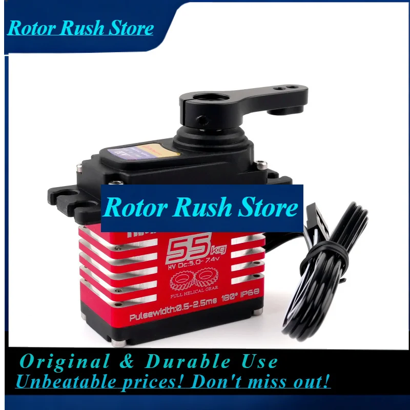 RoRuS1pcs For 55KG Brushless Digital Servo High Torque Steel Gear 180° Programmable For RC Cars Robots Heavy Duty Models GX3255B