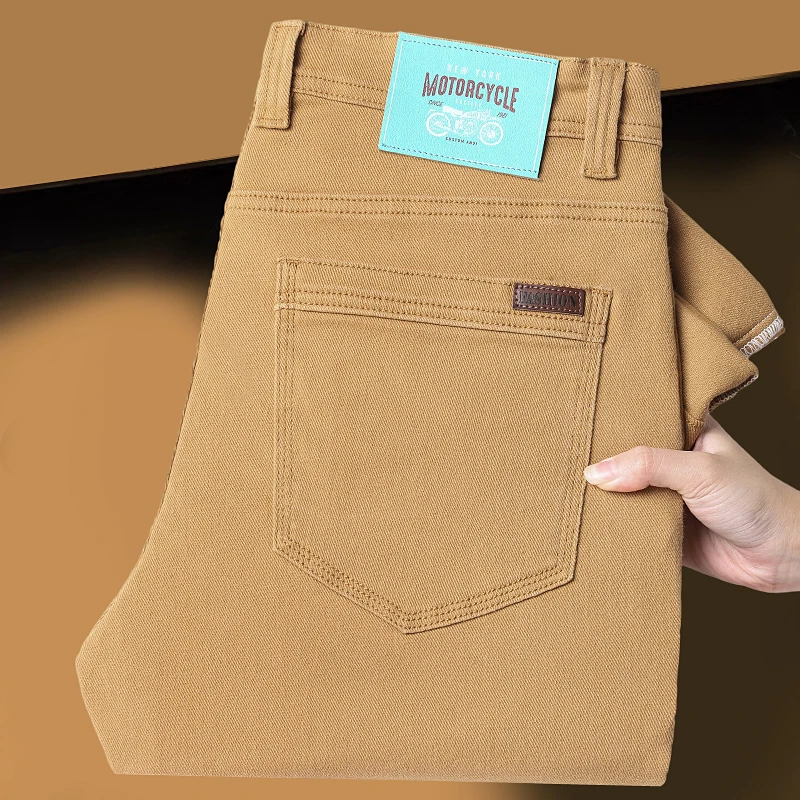 

Classic Style 3 Colors Men's Slim Brown Jeans High Quality Business Casual High Stretch Denim Pants Male Brand Trousers