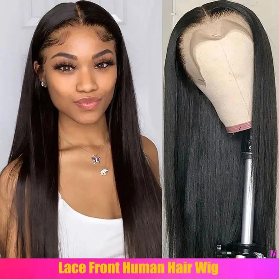 Lace Front Human Hair Wig 13x4 13x6 HD Transparent Lace Frontal Wigs Pre Plucked Bone Straight 180% Remy Hair Lace Closure Wig