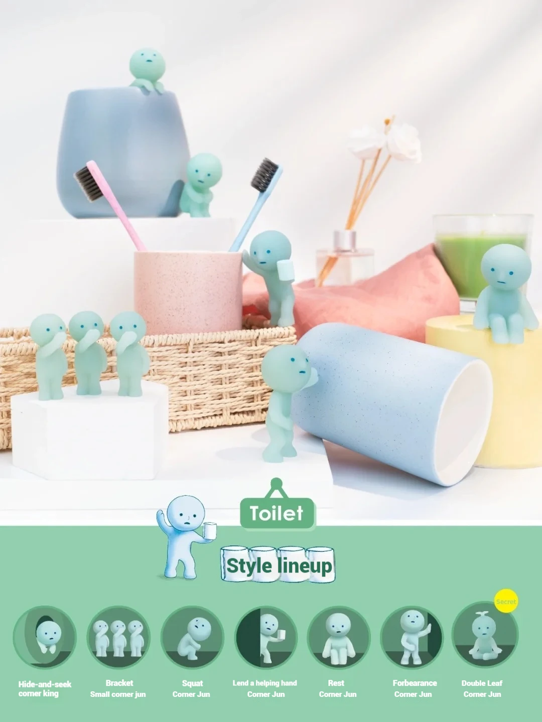 SMISKI toilets Series Noctilucent Green Doll Blind Mystery Box Action Figures Decoration Desktop Model Toy For Surprise Gift