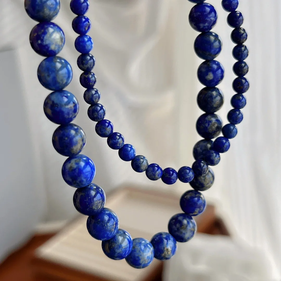 Natural Lapis Lazuli Multi-Way Double-Layer Detachable Necklace, Versatile 2-in-1 Royal Blue Gemstone Layering Chain for Women