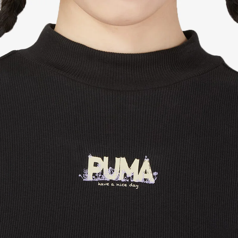 تي شيرت PUMA أصلي ربيعي جديد للسيدات رياضي ريترو بأكمام طويلة 539961-01