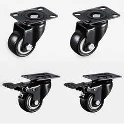 2/4pcs 1.5/2/2.5inch Heavy Duty 180kg Black Swivel Castor Wheels Trolley Furniture Caster Rubber Flat Brake Gold Drill Caster