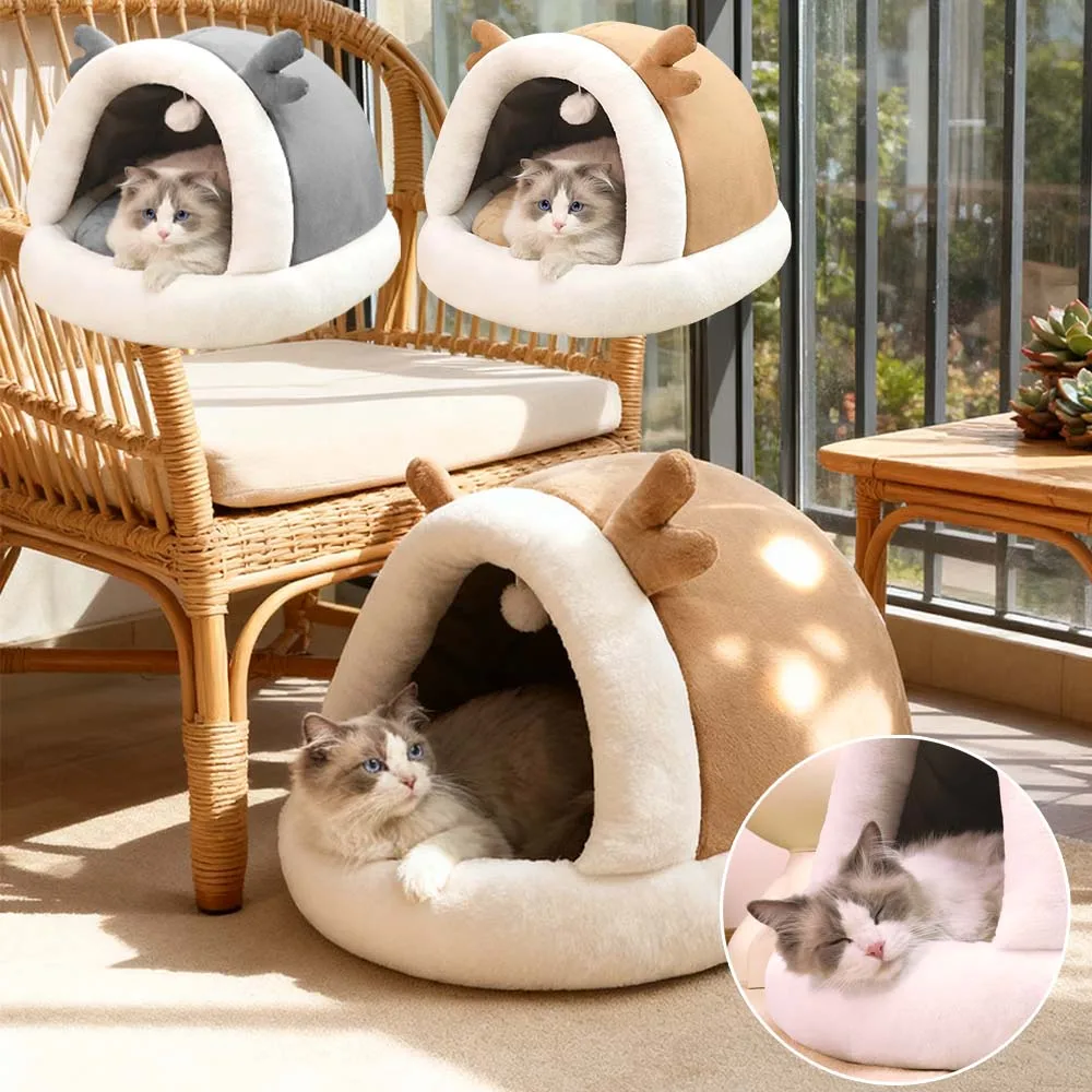 

Thickened Deep Sleep Cat Nest Bed Comfort Winter Warm Cat Pad Small Dog House Pets Tent Cozy Cave Indoor Cama Gato Cuccia Gatti