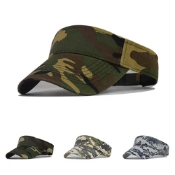 Men's Camouflage Summer Sun Hats Tactical Army Empty Top Visor Cap Women Adjustable Outdoor Sports Cycling Tennis Cap Beach Hat