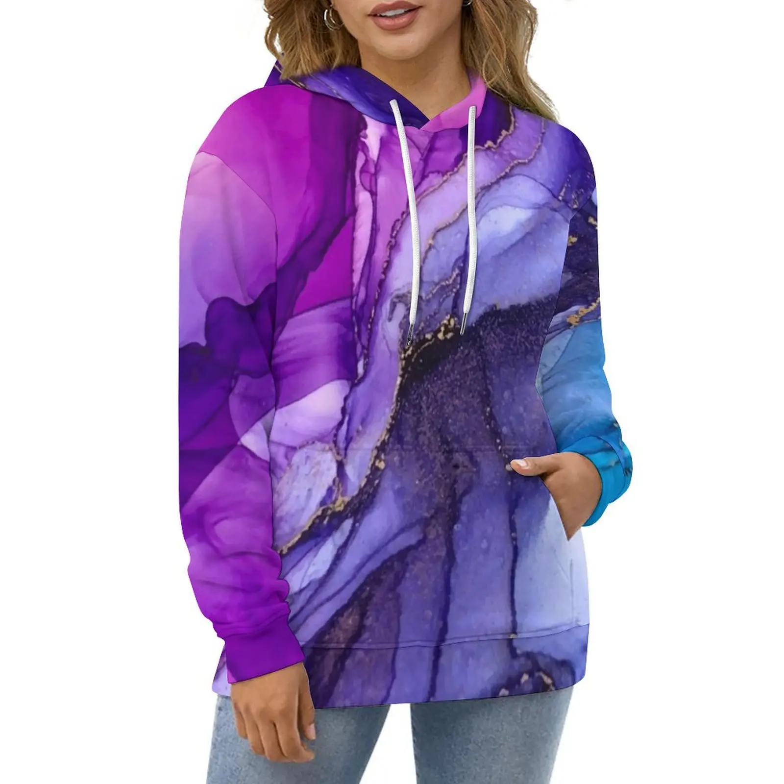 

Rainbow Ombre Hoodies Abstract Vibrant Harajuku Casual Pullover Hoodie Long Sleeve Cool Pattern Hooded Sweatshirts Large Size