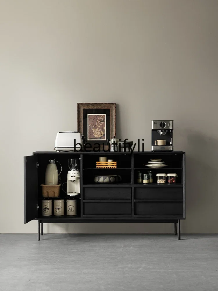 

Solid wood dining side cabinet, black locker, modern simple household living room storage cabinetEsmt163