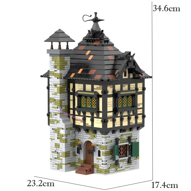 Nuevo 2199 Uds. MOC vista de calle europea edificio de cabaña Medieval DIY ideas creativas juguete Retro para niños regalo de cumpleaños bloques de construcción