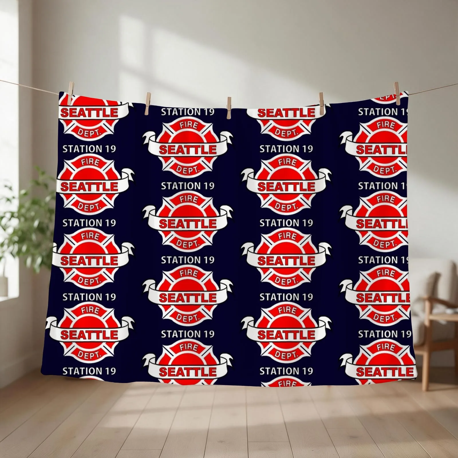 Station 19 Work Shirt Logo Throw Blanket couch cozy soft plush fuzzy picnic outdoor blanket