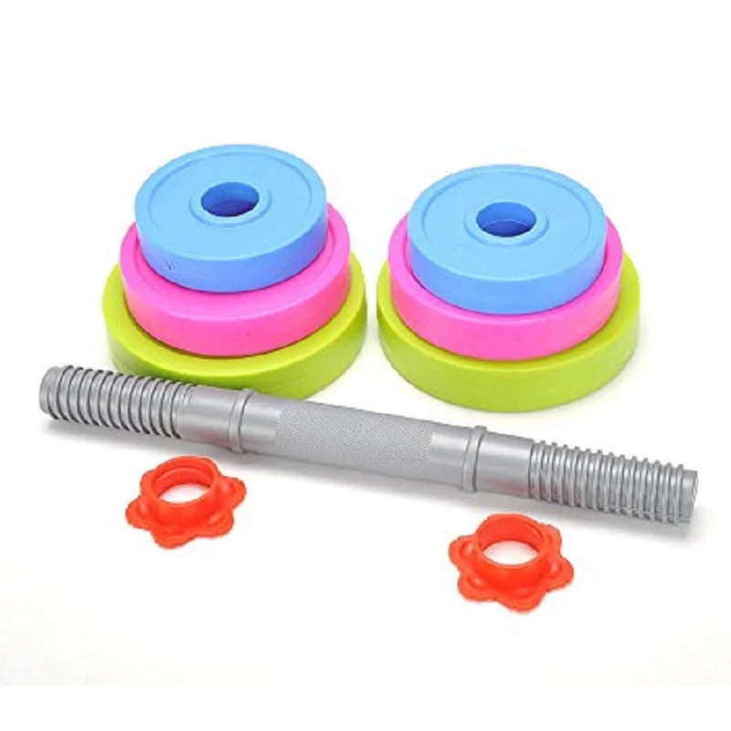 2X Children's Dumbbell Toy Sensory Training Equipment Children's Weightlifter Kids Toys Barbell Toy Set Dumbbell Toy Set