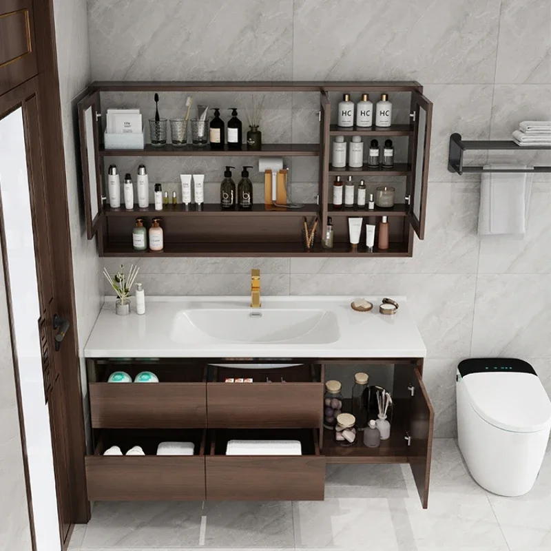 Multifunction Open Bathroom Cabinet Shelf Washing Lamp Laundry Room Corner Bathroom Cabinet Floating Mobile Bagno Furniture