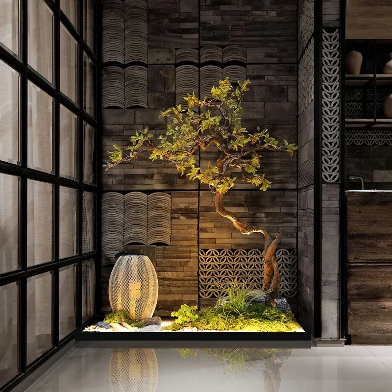 محاكاة ترحيب الصنوبر الصيني الجاف الجبل الداخلي الزاوية وهمية شجرة فندق مدخل المناظر الطبيعية الديكور #2