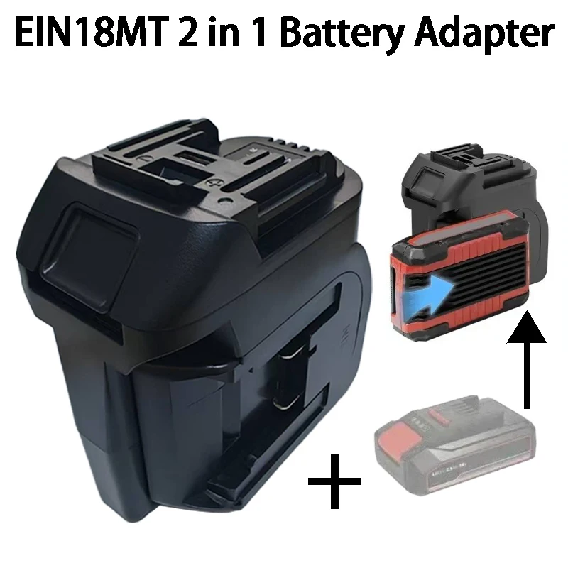 

For Ein 2 Packs 18V Li-ion Batteries Compatible with For Makita 18V Battery Cordless Power Tool EIN18MT 2 in 1 Battery Adapter