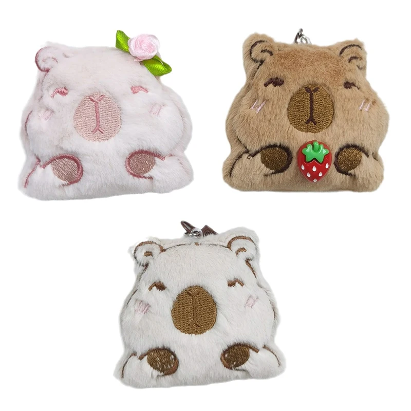 Porte-clés Capybara en peluche de dessin animé mignon, porte-clés beurre Capybara, anneau de clé de voiture, décor de pendentif de sac à dos, accessoires de cadeaux pour enfants