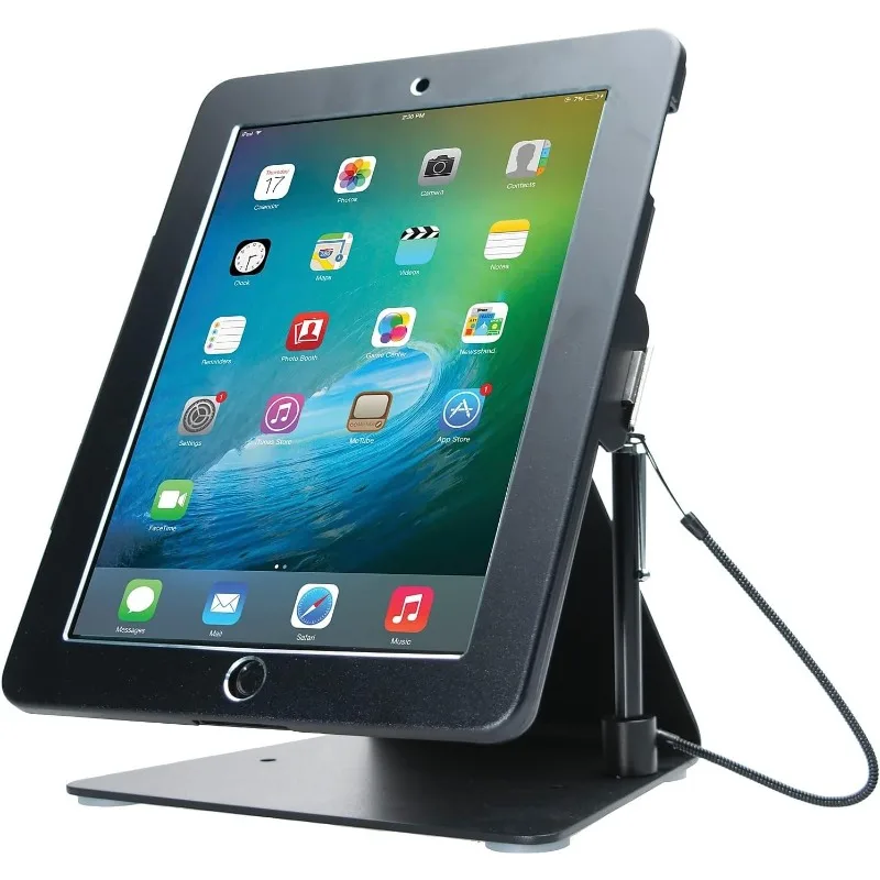 

Desktop Anti-Theft Stand – CTA Kiosk Stand with Stylus, Tether, and Aluminum Enclosure for iPad (Gen 2-6), iPad Air,NEW