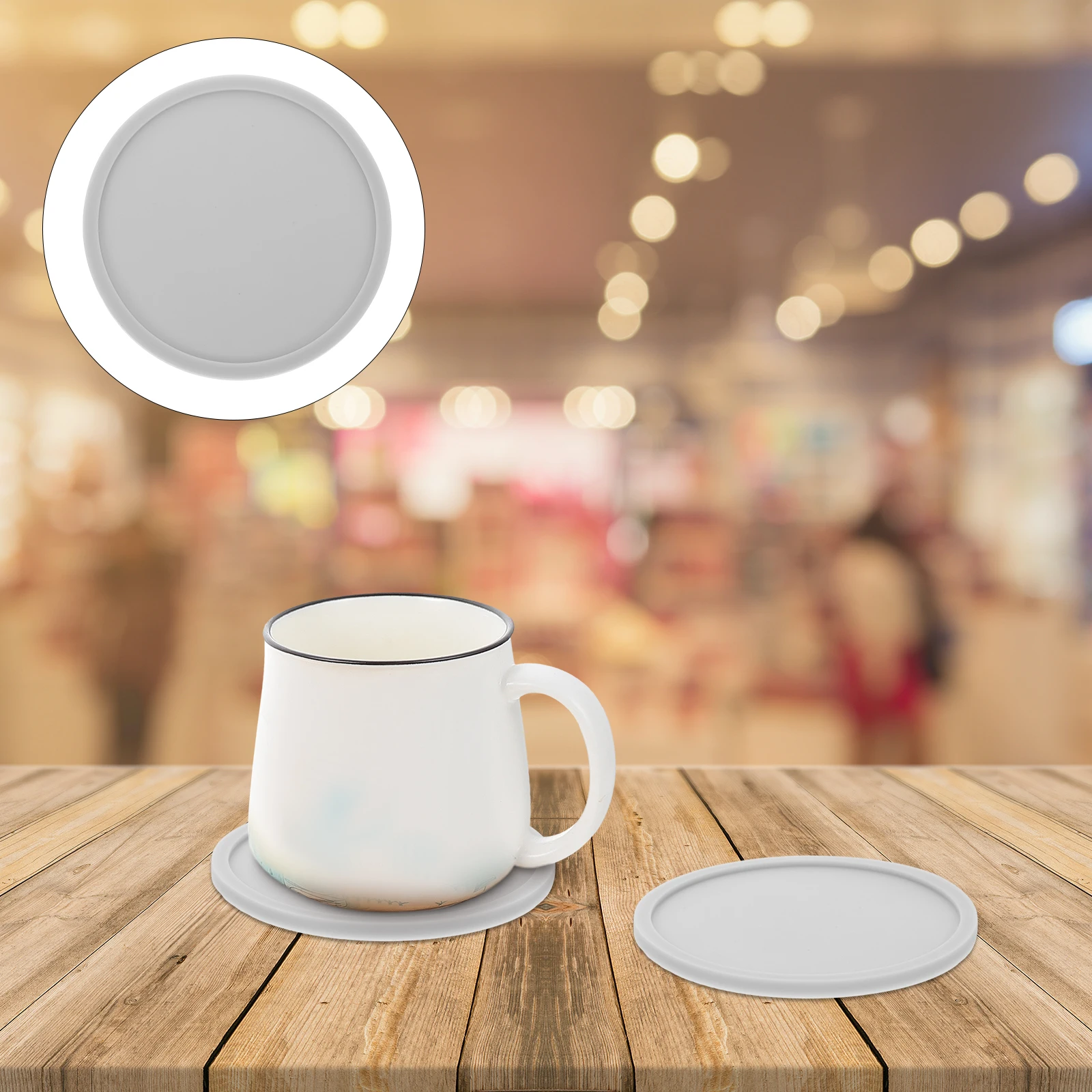 

8pcs Round Thickened Silicone Coasters Non-Slip Heat Resistant Cup Mats Drink Pads For Home Office Use (Light Grey)