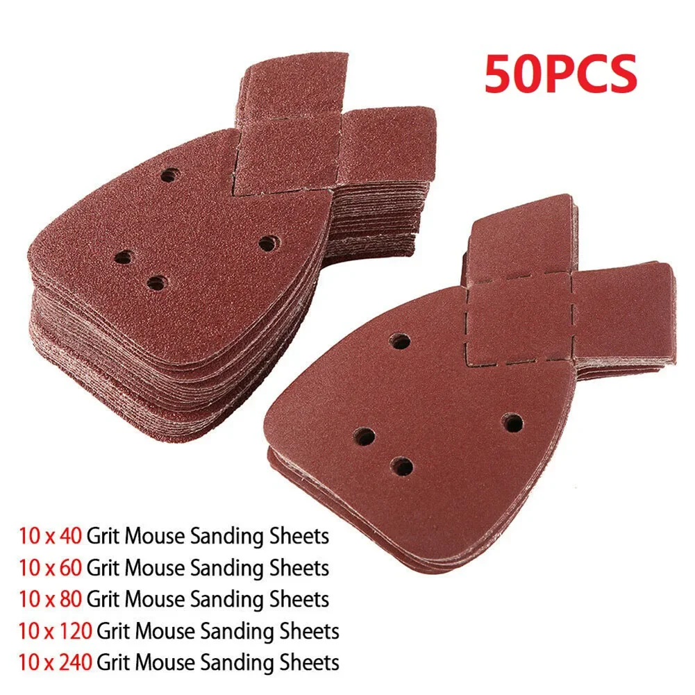 50pcs Sanding Paper 40+80+120+240 Grit Mouse Sanding Sheets Pads Sand Paper For Black & Decker Sander Polishing Papers Parts