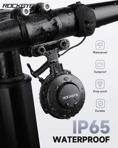 Imagen 2 del producto Rockbye impermeable Scooter bicicleta bocina electrónica fuerte 120dB-60dB advertencia ajustable seguridad bicicleta eléctrica manillar anillo campana