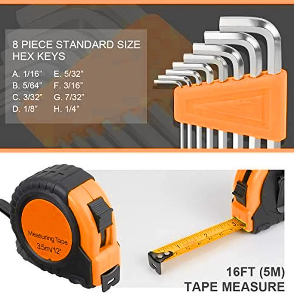 23 in for One Tool Set for Household Use Made of Carbon Steel Compact Storage Toolbox with Essential Tools for Various Repair