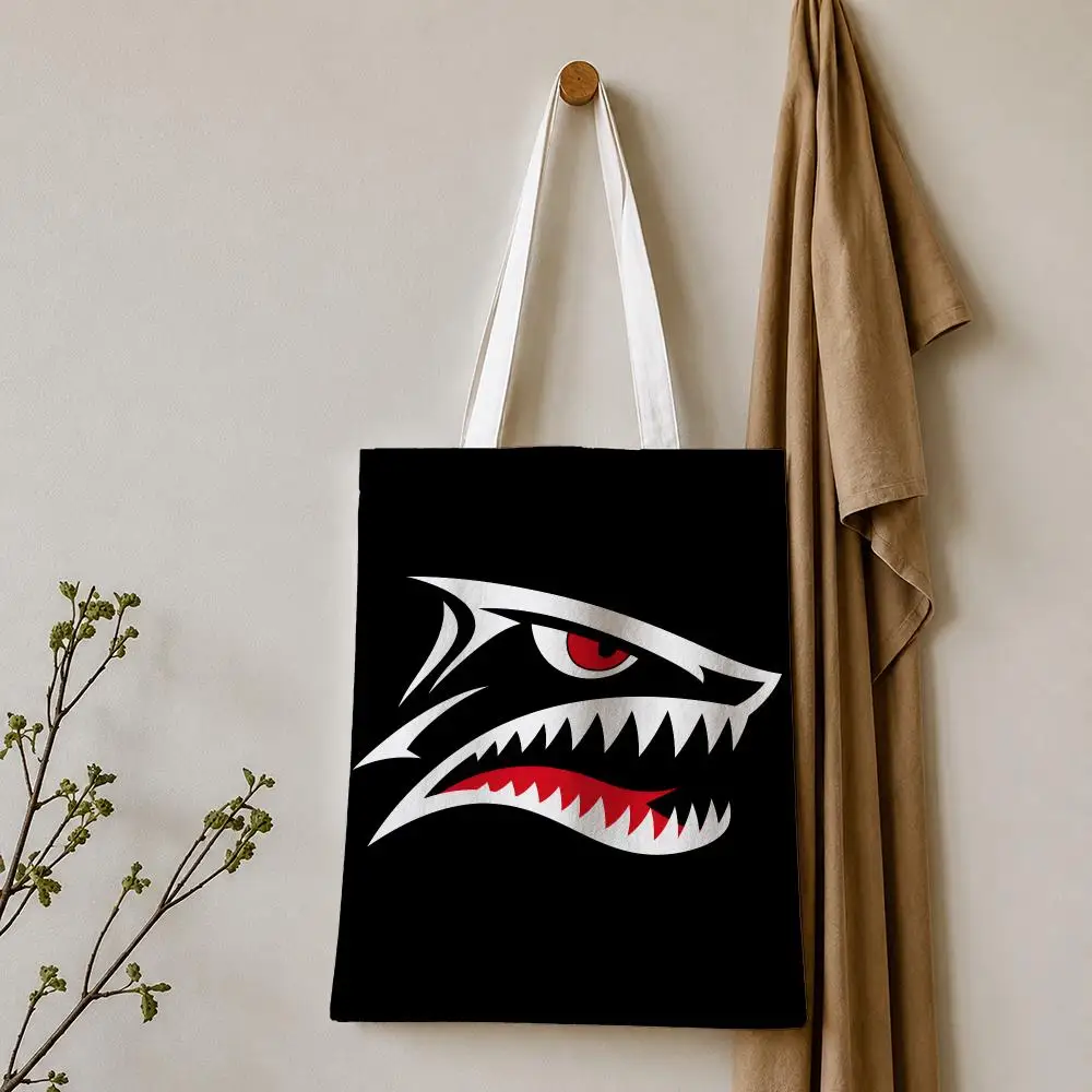 Shark Teeth Monster Face Storage Bags Tote Bag Reusable Shoulder Shopping Foldable For School Work Travel Daily Use