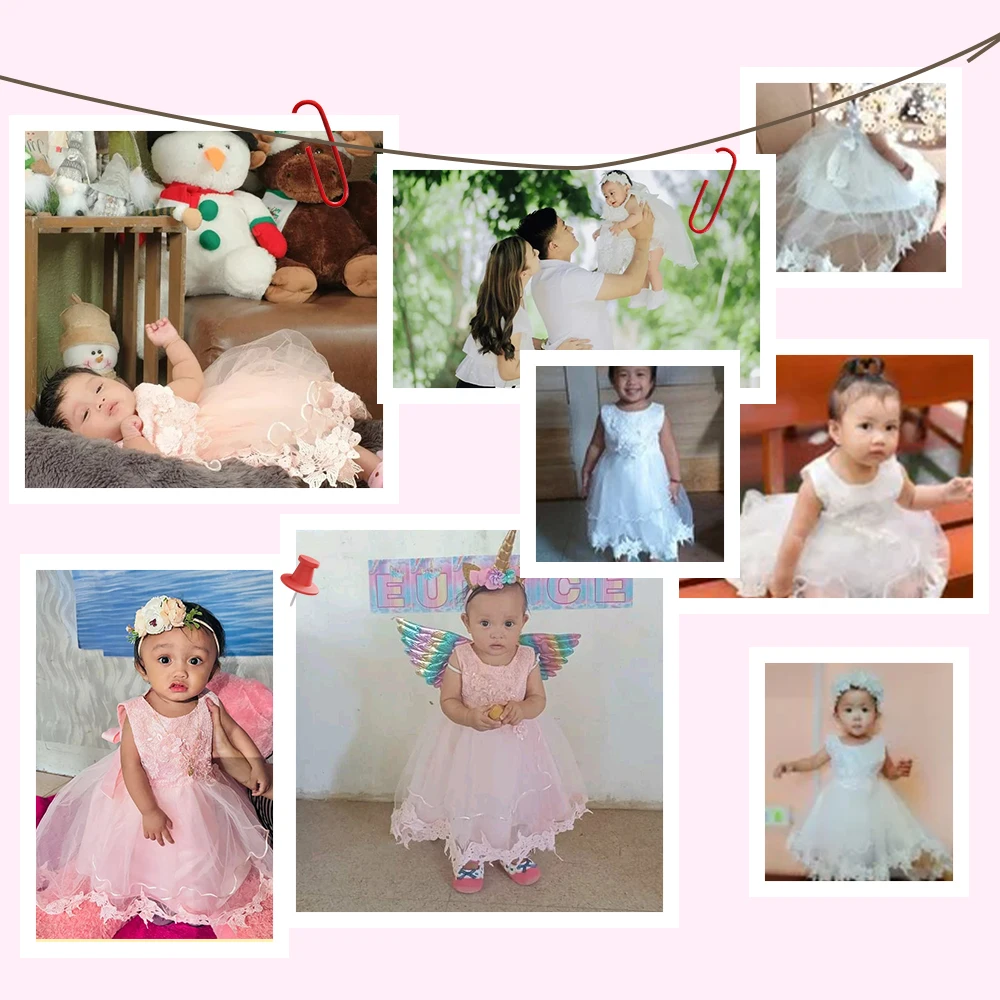 Girl Princess Dress Baby Baptism Lace Solid Long Tailing Dress 1 Year Birthday Party CarnivalBridesmaid Vestidos for 0-24Months