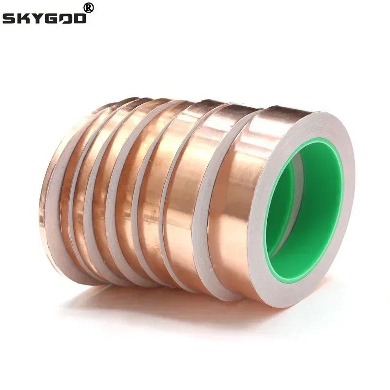 Adhesive Conductive Copper Foil Tape 5/6/8/10/15/20/25/30/35/40/45/50mm Single/Double Sided Conduct Copper Foil Tapes Length 20M