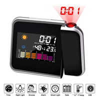 LED Digital Smart Alarm Clock Table Electronic Desktop Clocks Weather Station USB Wake Up Clock with 180° Time Projector Snooze