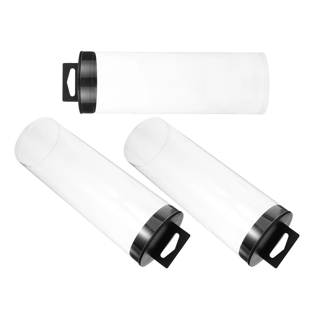 

3pcs Tennis Cylinder Clear PVC Holder Dustproof Black Lid for Balls Sports Ball Storage Tennis Accessories Container