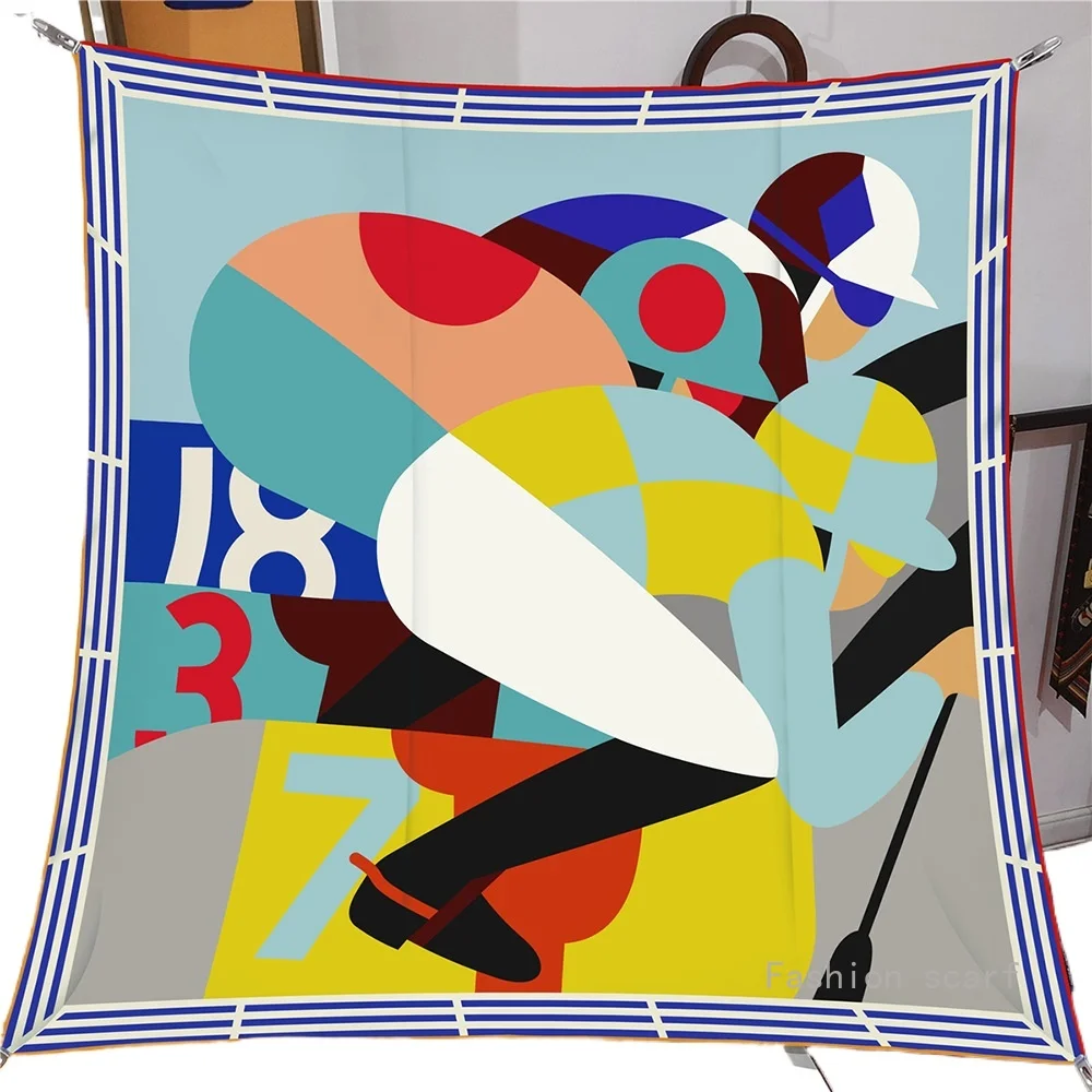 

New Horse Racing Women's Travel Sunscreen Shawl Large Square Scarf Chest Wrap Scarf Silk Scarf Headscarf Wholesale