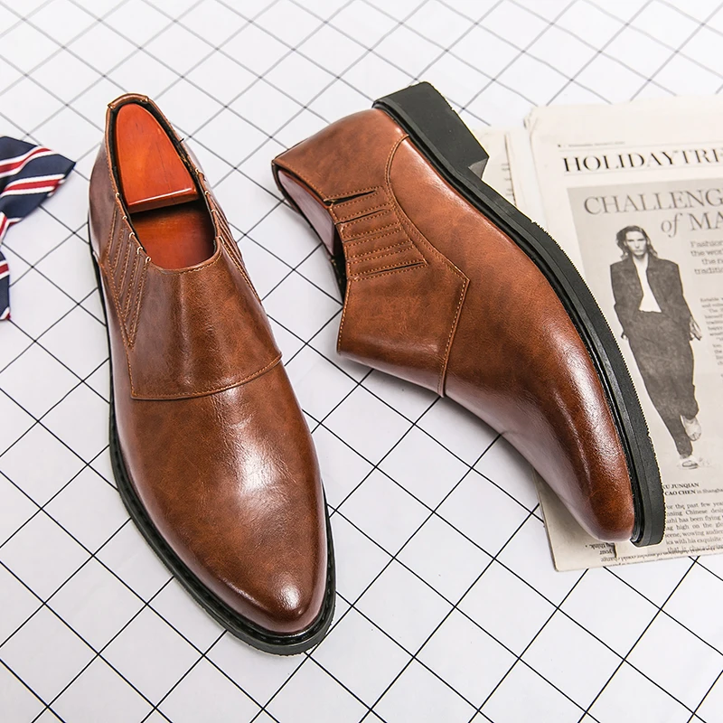 

Мужская повседневная кожаная обувь на плоской подошве, джентльменский ретро-стиль, повседневный костюм для отдыха и вечеринки для взрослых, офисная обувь, минималистичный хит продаж