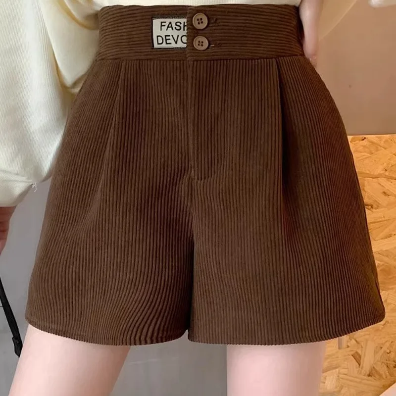 

2026 Composite Milk Silk Corduroy For Women, Autumn Winter Casual High Waist Wide Leg Leggings Boot Shorts