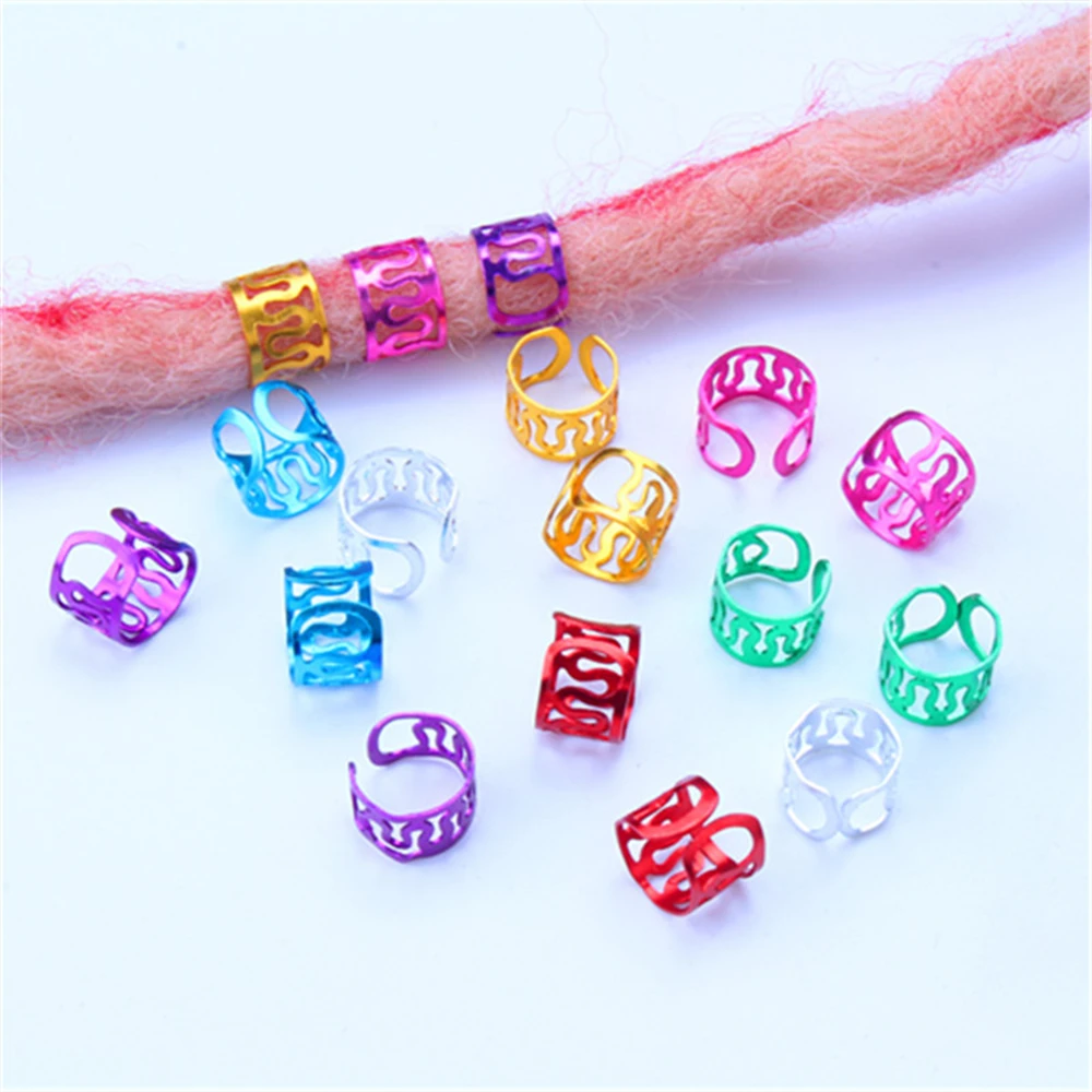 30/50/100pcs 8x6mm Colorful Beads Spiral Hairpins for Girls Hair Braids Dreadlock Bead Rings Cuff Clips Headdress Accessories