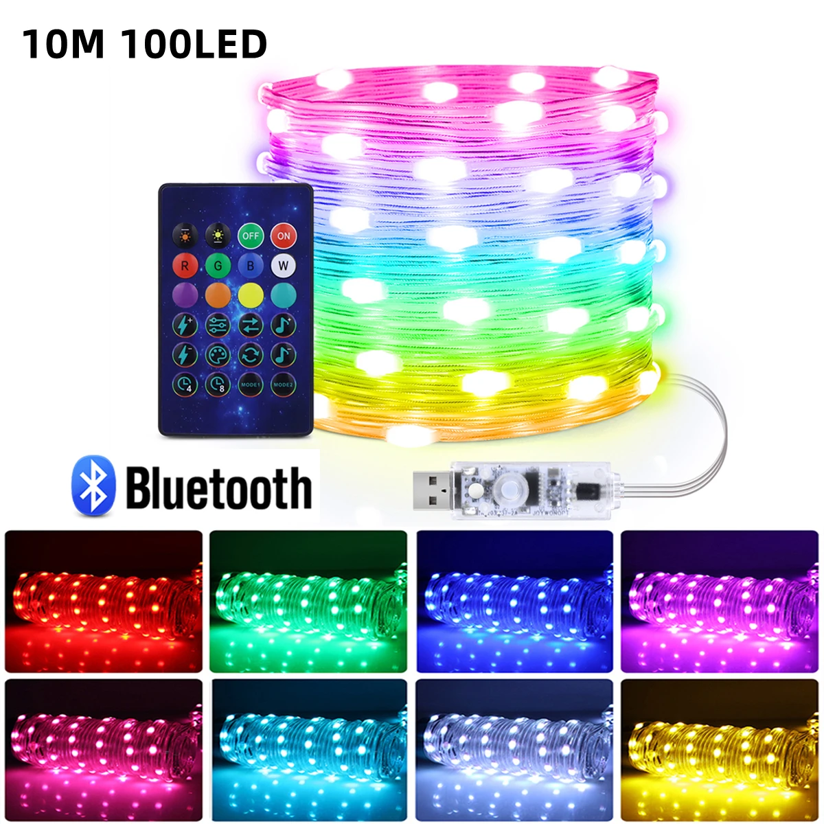 Bluetooth APP DIY LED Fee String Licht RGB IC Wasserdicht Adressierbar Traum Farbe Girlande Weihnachten Party Decor Lampe USB 5M-20M
