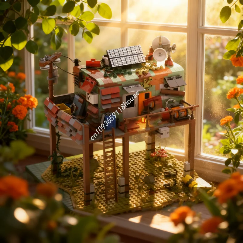 

1588pcs MOC Post Apocalyptic Survivors Trailer Castleed Model Building Blocks Christmas Gifts DIY Creative Idea Toys Brick Kids