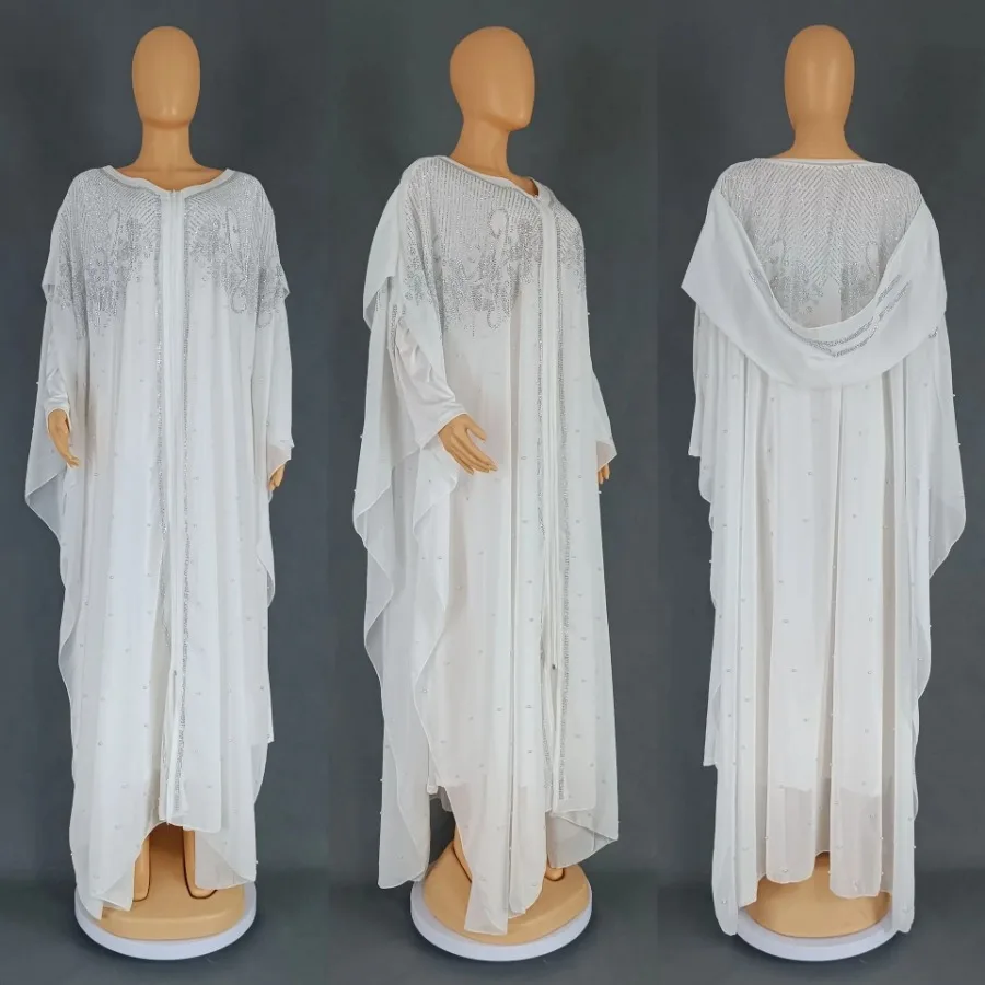 Vestidos africanos de talla grande para mujer, Vestido largo de manga larga con cuello en V, moda musulmana Abaya Ankara, verano, 2024