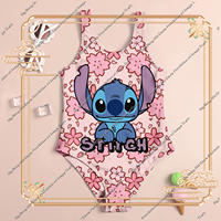 Stitch Cartoon Swimwear 2024 3D Print Girls Kids Polyester Quick-Dry UV Protection Summer Beach Cute Fashion Set