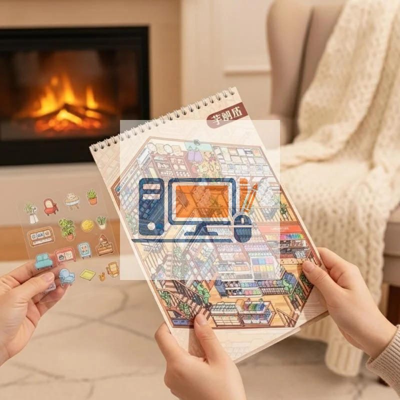 

3D Miniature Scene Sticker Book Stacking Coil Bound For Journal Scrapbooking Stress Relief Sticker DIY Decoration