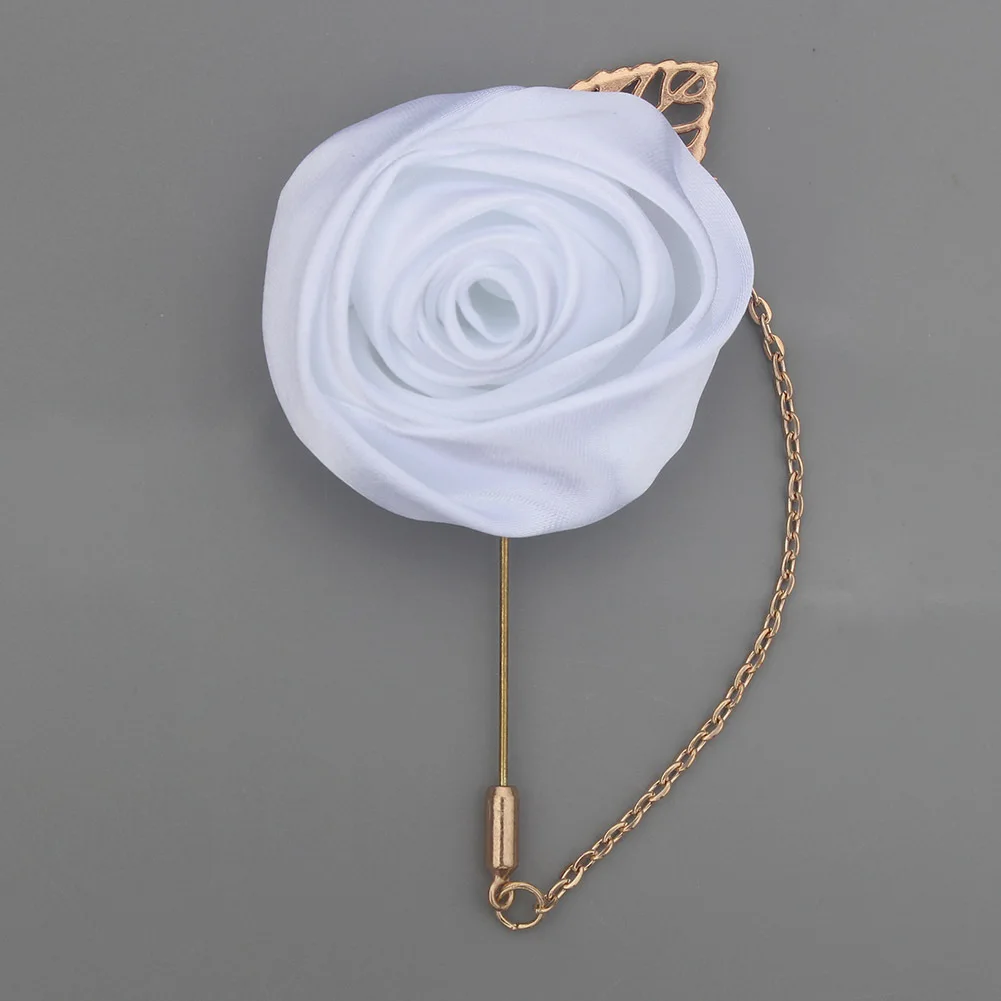 Terno masculino folha de ouro rosa broche corsage colar flor uma palavra longa agulha corrente pode ser personalizado