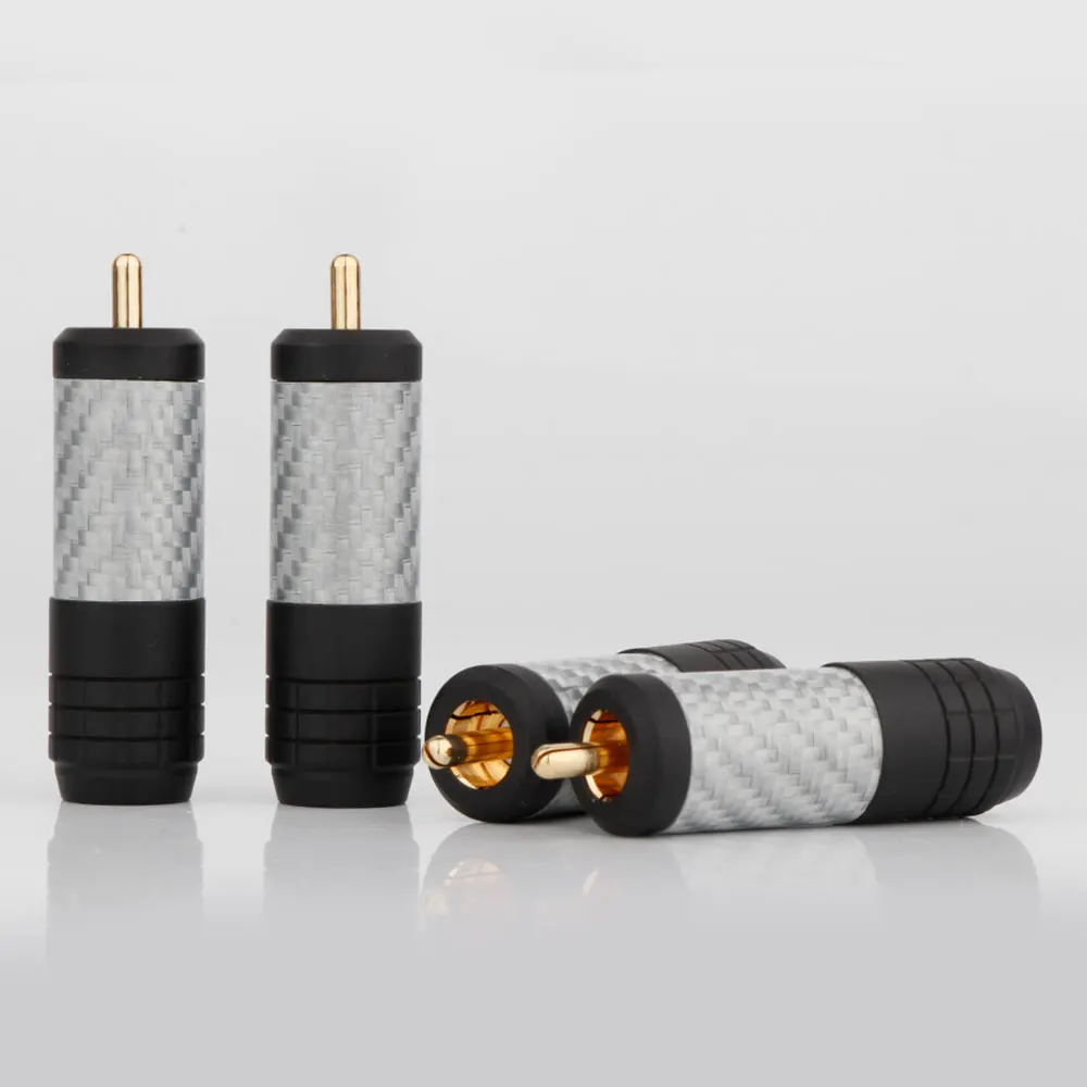 Złącze RCA Preffair z włókna węglowego, pozłacane, gniazdo audio Hi-Fi 11,6 mm, wtyki RCA męskie DIY, przewód sygnałowy, złącze audio DIY