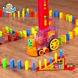 Domino Train Car Set with Sound and Light Automatic Laying Colorful Domino Block Children's Educational Toys for Kids Domin