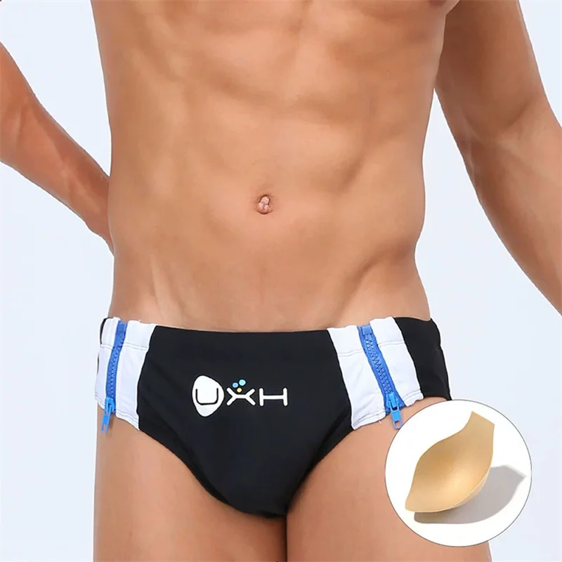 Men's Swimming Briefs with Protect Pad Underwear Bathing Bikini Trunks Close-fitting Quick-drying Beach Seaside Swimming Suit