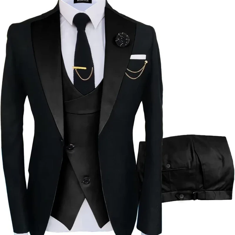 2024 Men's Suit Three-piece Korean Slim Fit Business Banquet Mens Suit  Suit for Men  Mens Suits 3 Piece   Tuxedo  Men