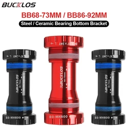 BUCKLOS Bike Bottom Bracket BB68/73 BB86/92 24mm Steel/Ceramic Bearing Mountain Road Bike Threaded Pressfit BB MTB Cycling Parts