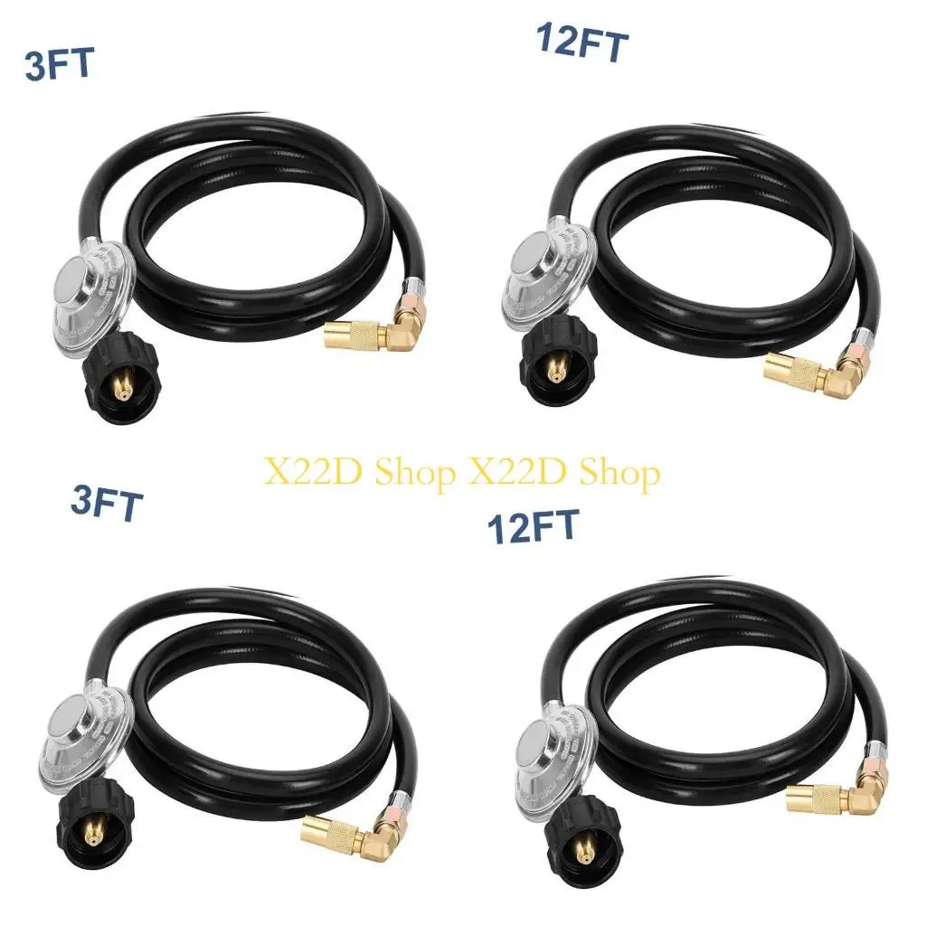 X22D Propanes Regulator and Hose with Elbow Adapter BBQ Grills Connector Supplies