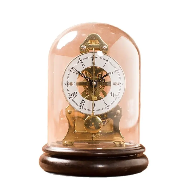 

Nordic Mechanical Antique Table Clock Metal Gear Gold Fine Copper Time Telling Seat Desk Clock Manual Manipulator Gift Ideas