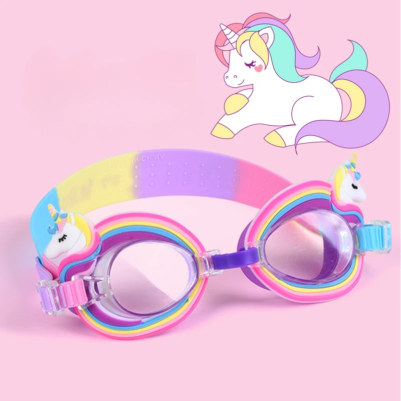 Kids Cartoon Swim Goggles Swimming Goggles for Kids Boys Girls Swim Goggles Anti Fog UV Protection No Leaking Unicorn Shark