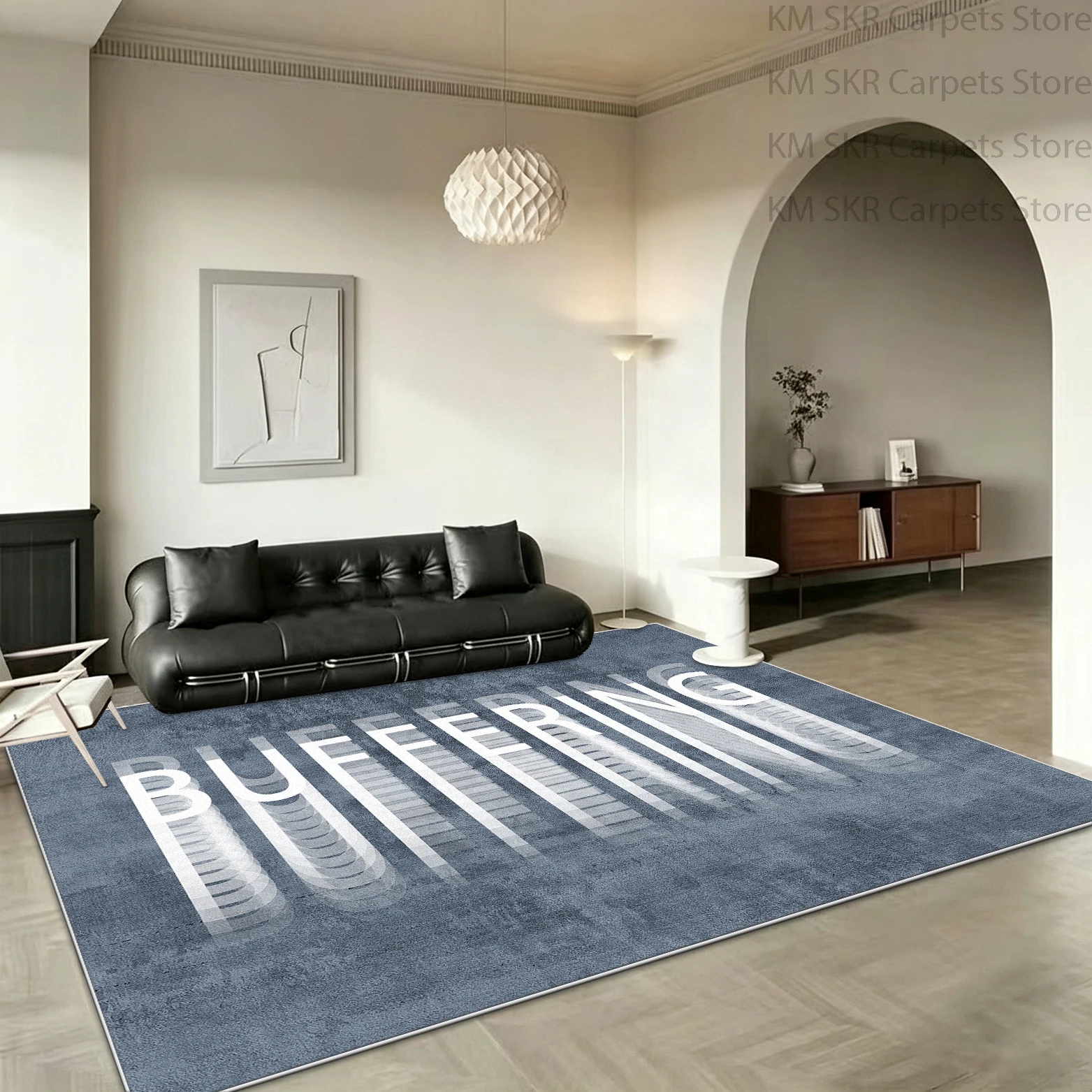 Modern Abstract Letter Print Living Room Carpet Decoration Bedroom Non-slip Washable Household Rug Soft Fluffy Study Floor Mat