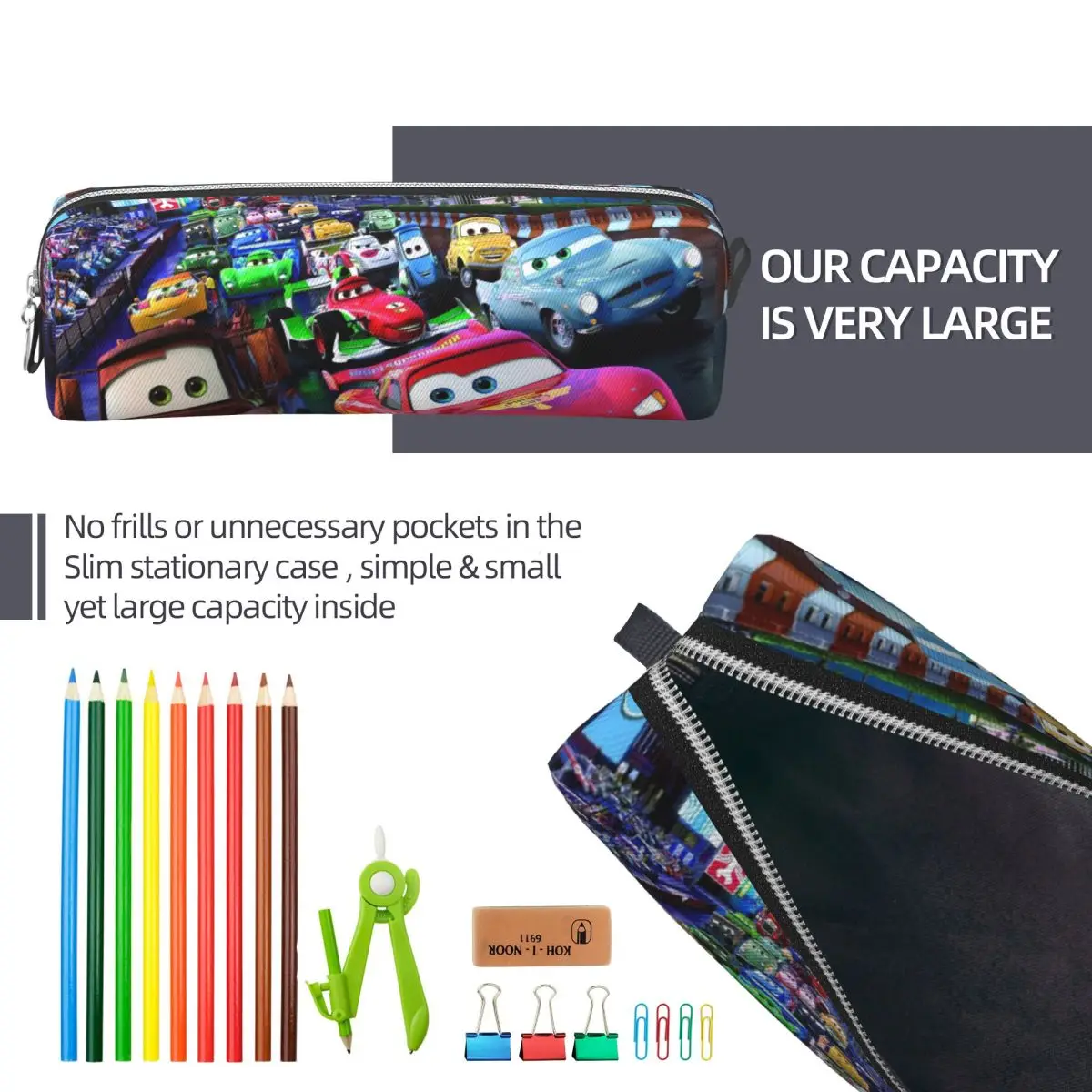 Classic Lightning McQueen Cars Movie Pencil Case Pencilcases Pen Box for Student Big Capacity Bag Office Gifts Stationery